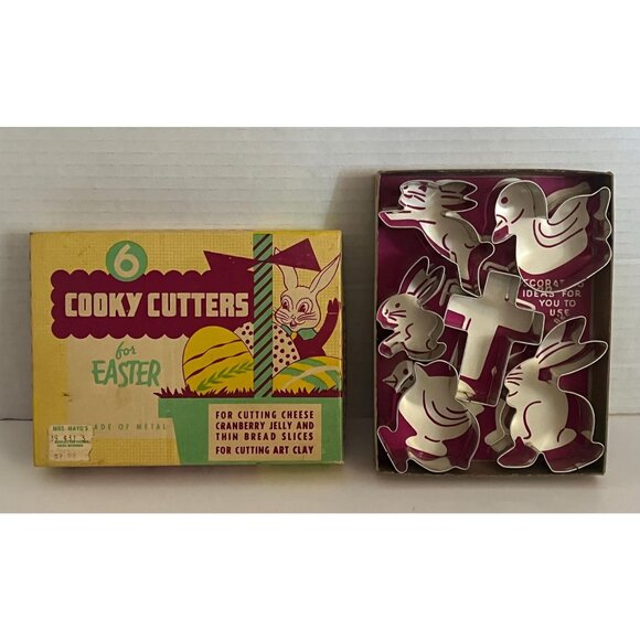 Other - Vintage Easter Cookie Cutters Set | 1940s–1950s Metal Bunny Swan Bird Cross